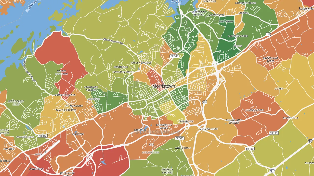 Morristown, TN Map of Arson Rates