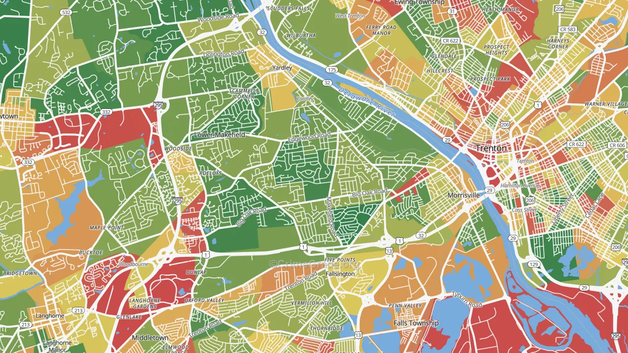 Morrisville, PA Map of Arson Rates