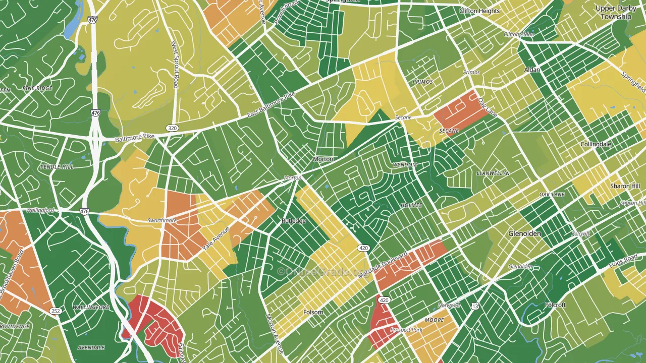 Morton, PA Map of Arson Rates