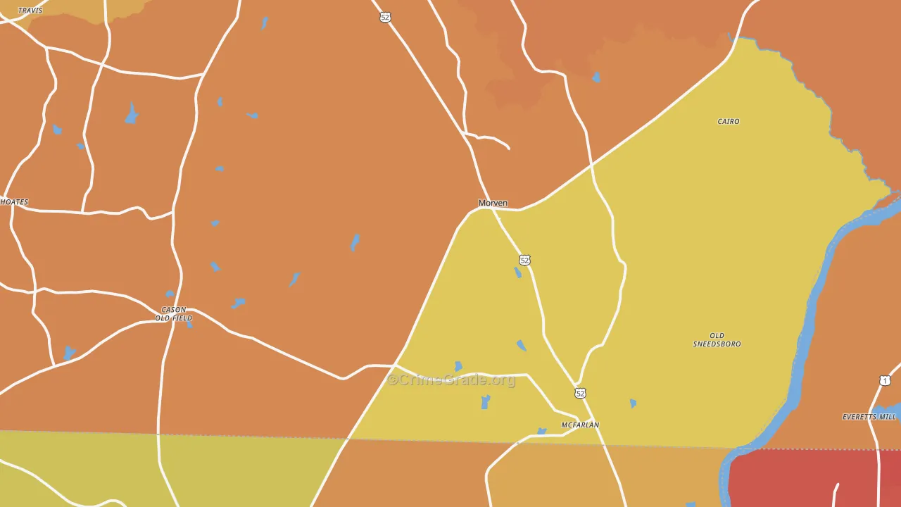 Morven, NC Map of Arson Rates