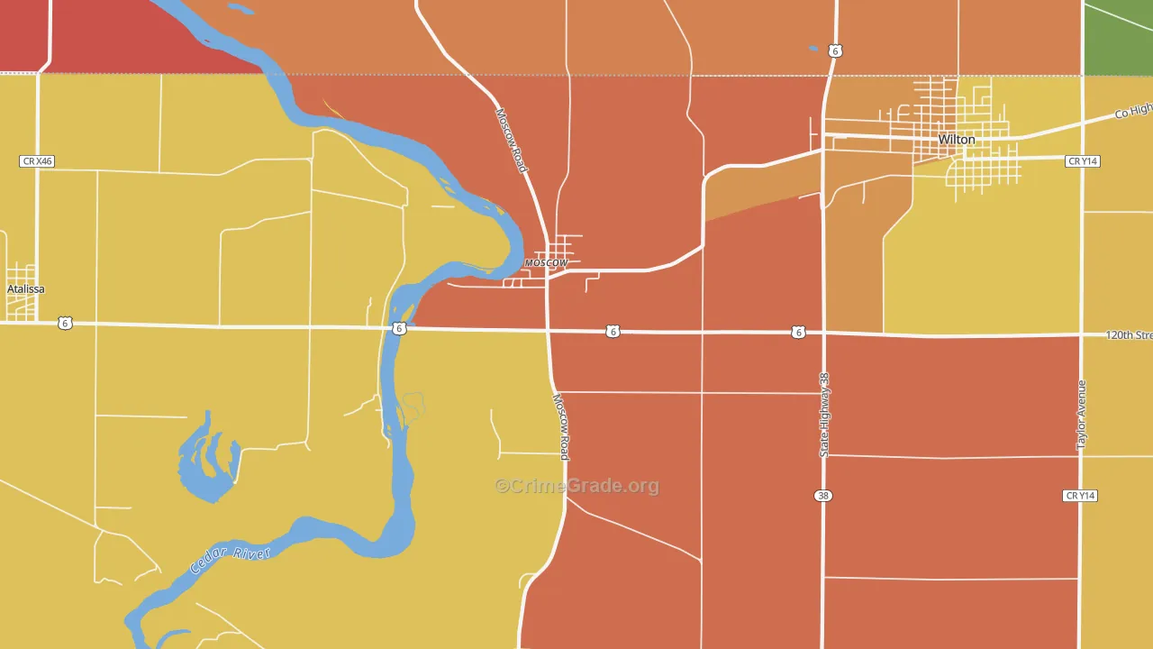 Moscow, IA Map of Arson Rates