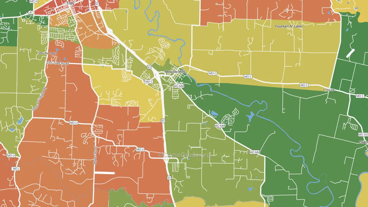 Moscow Mills, MO Map of Arson Rates