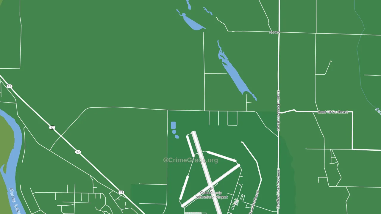Moses Lake North, WA Map of Arson Rates