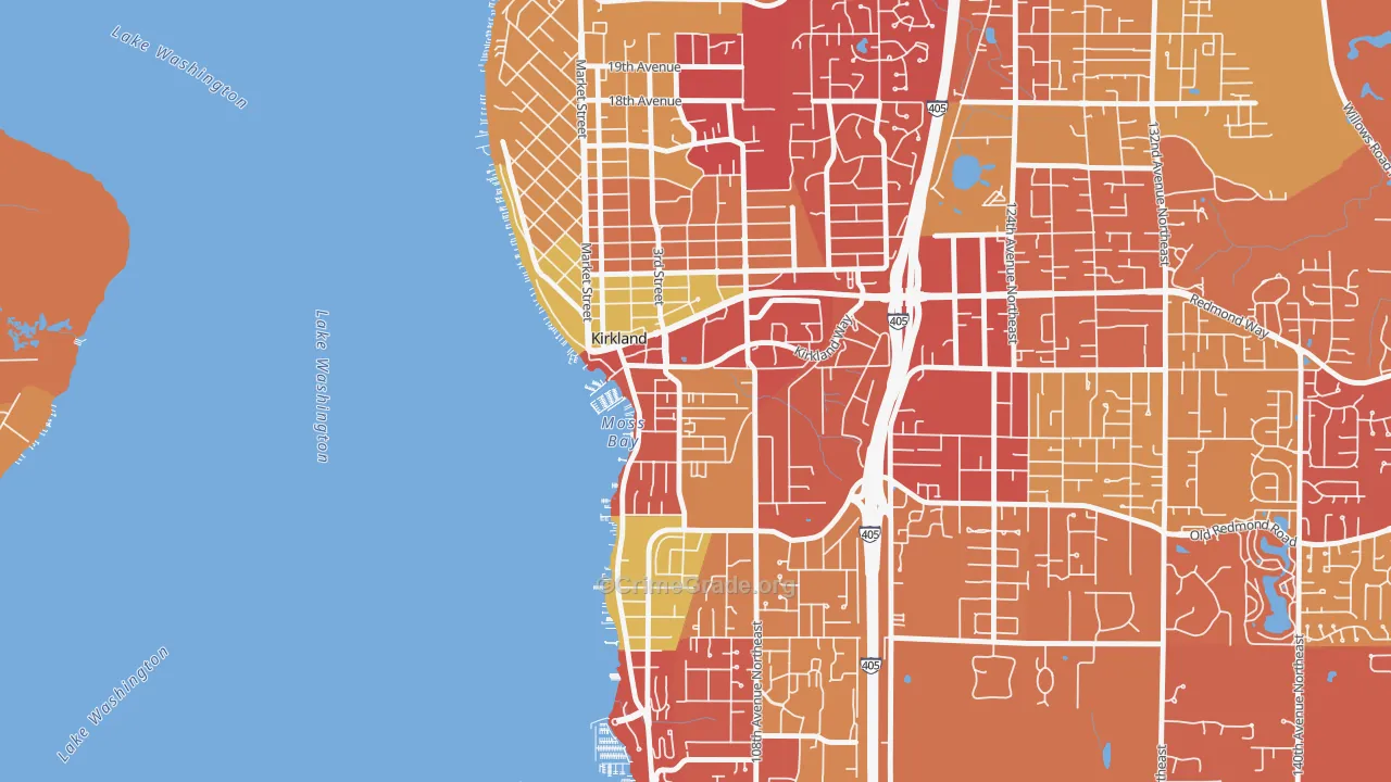 Moss Bay, Kirkland, WA Map of Arson Rates