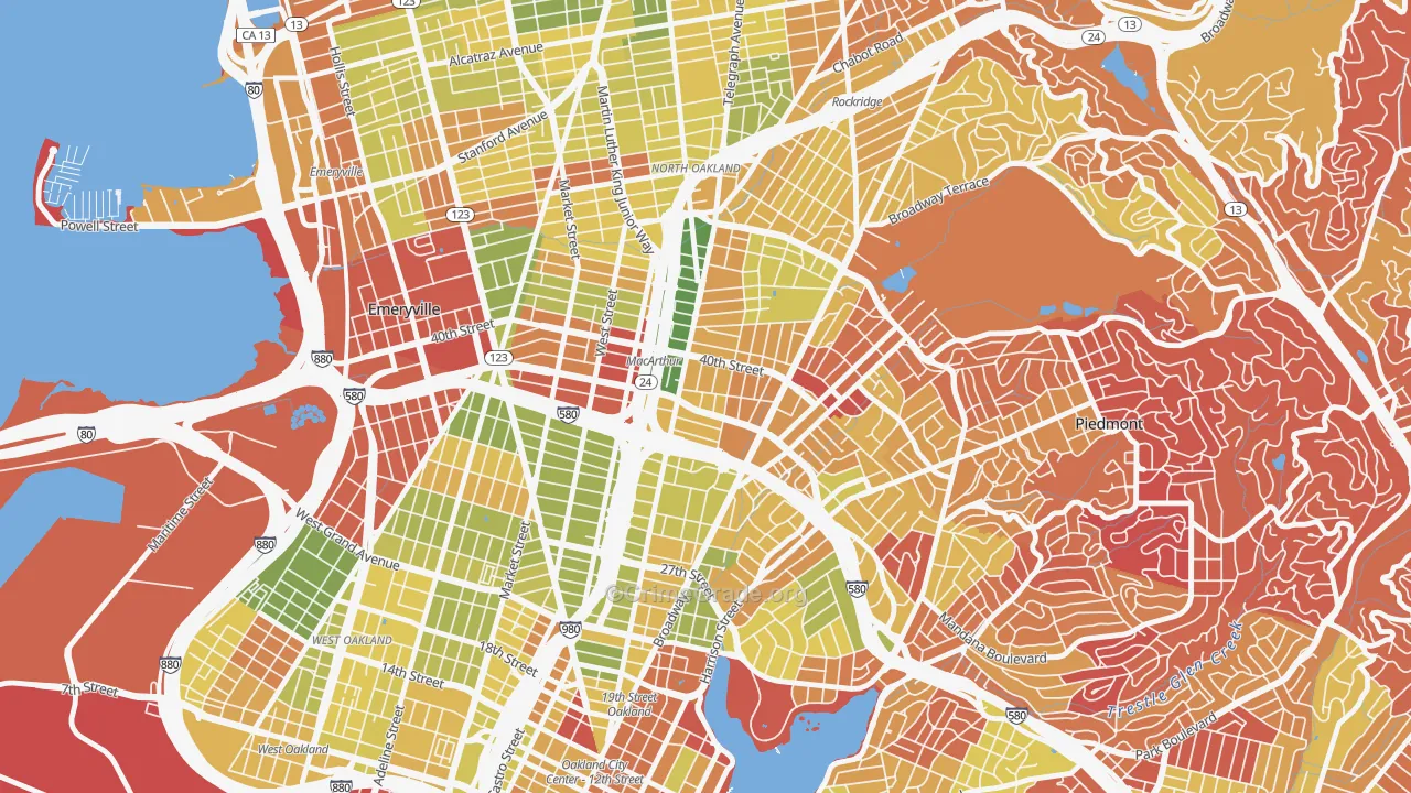 Mosswood, Oakland, CA Map of Arson Rates