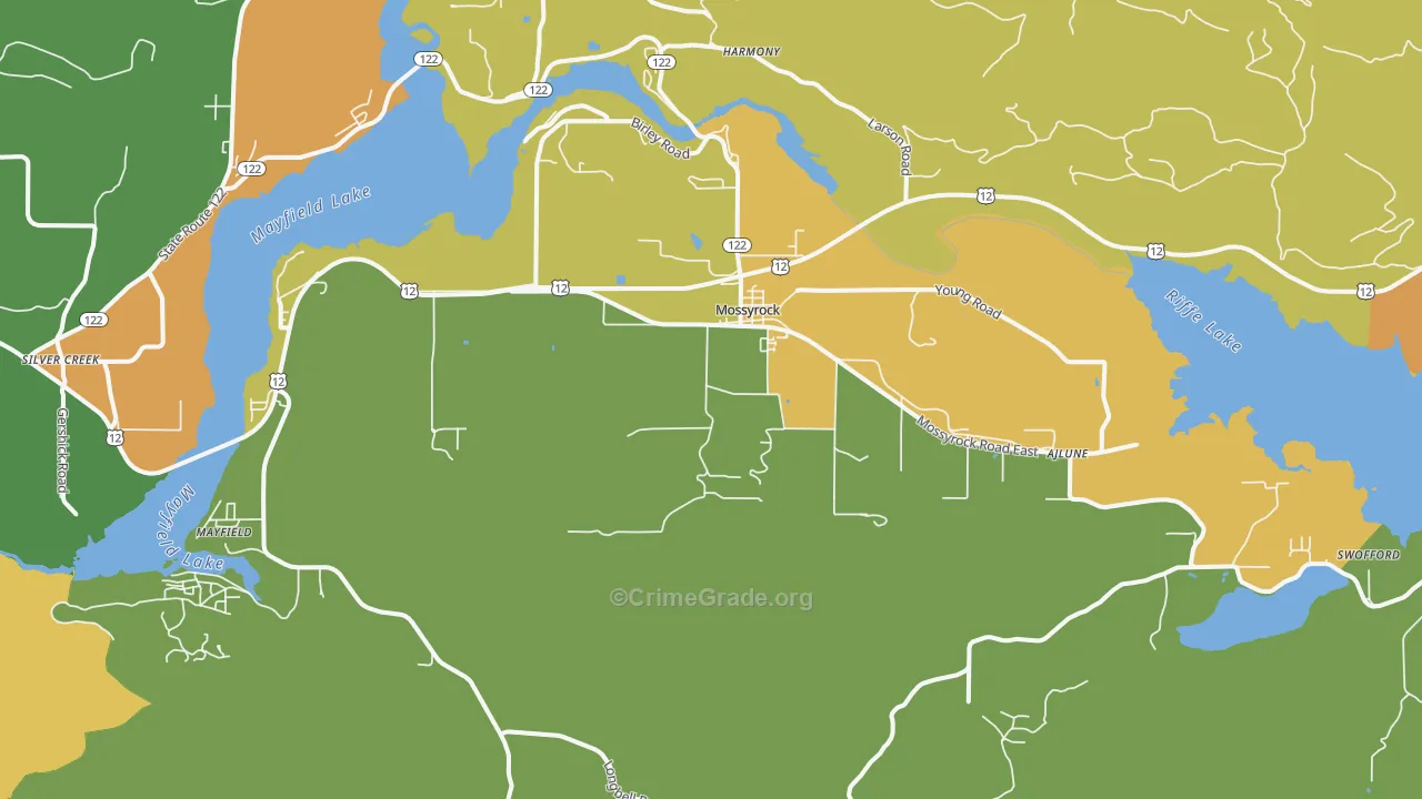 Mossyrock, WA Map of Arson Rates