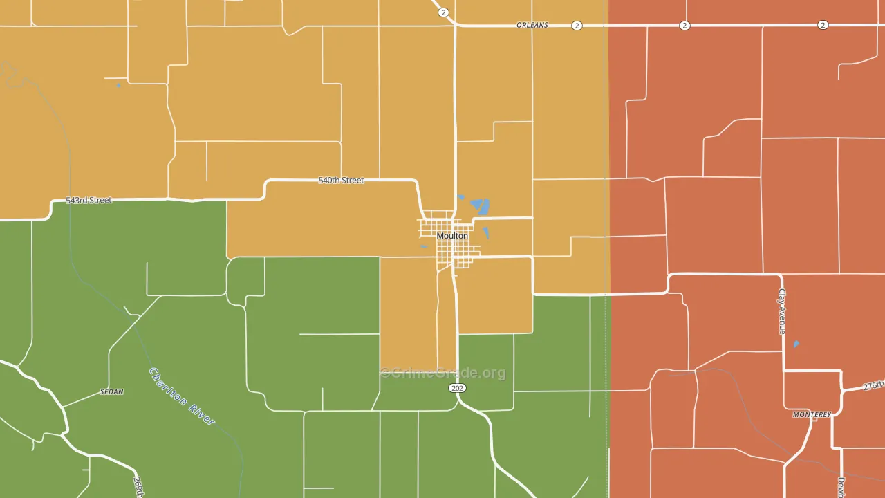 Moulton, IA Map of Arson Rates