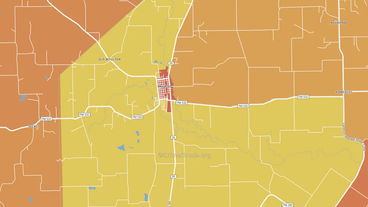Moulton, TX Map of Arson Rates