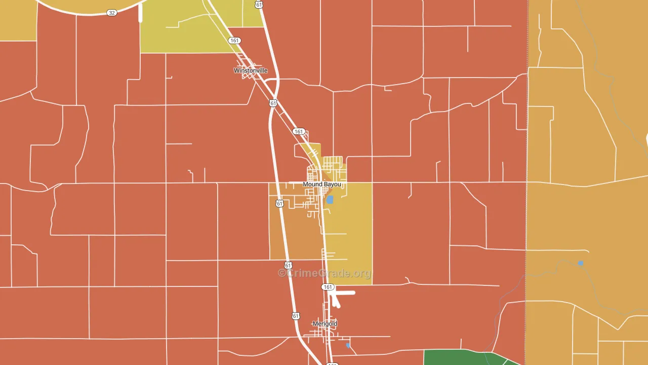 Mound Bayou, MS Map of Arson Rates