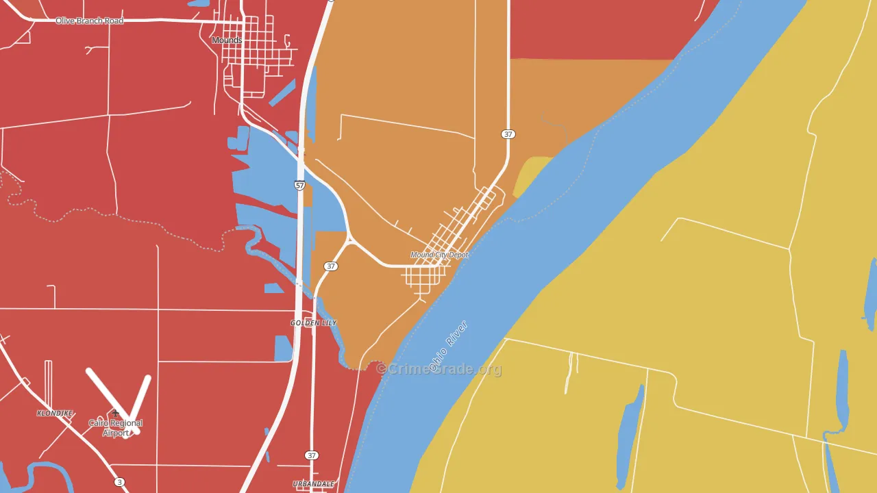 Mound City, IL Map of Arson Rates