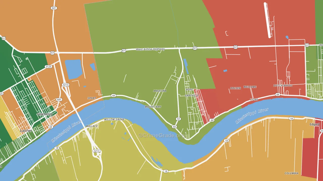 Mount Airy, LA Map of Arson Rates