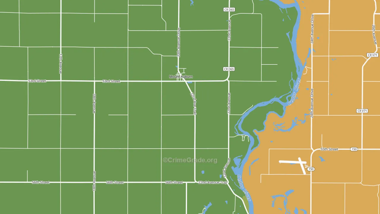 Mount Auburn, IA Map of Arson Rates