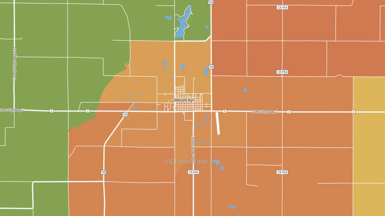 Mount Ayr, IA Map of Arson Rates