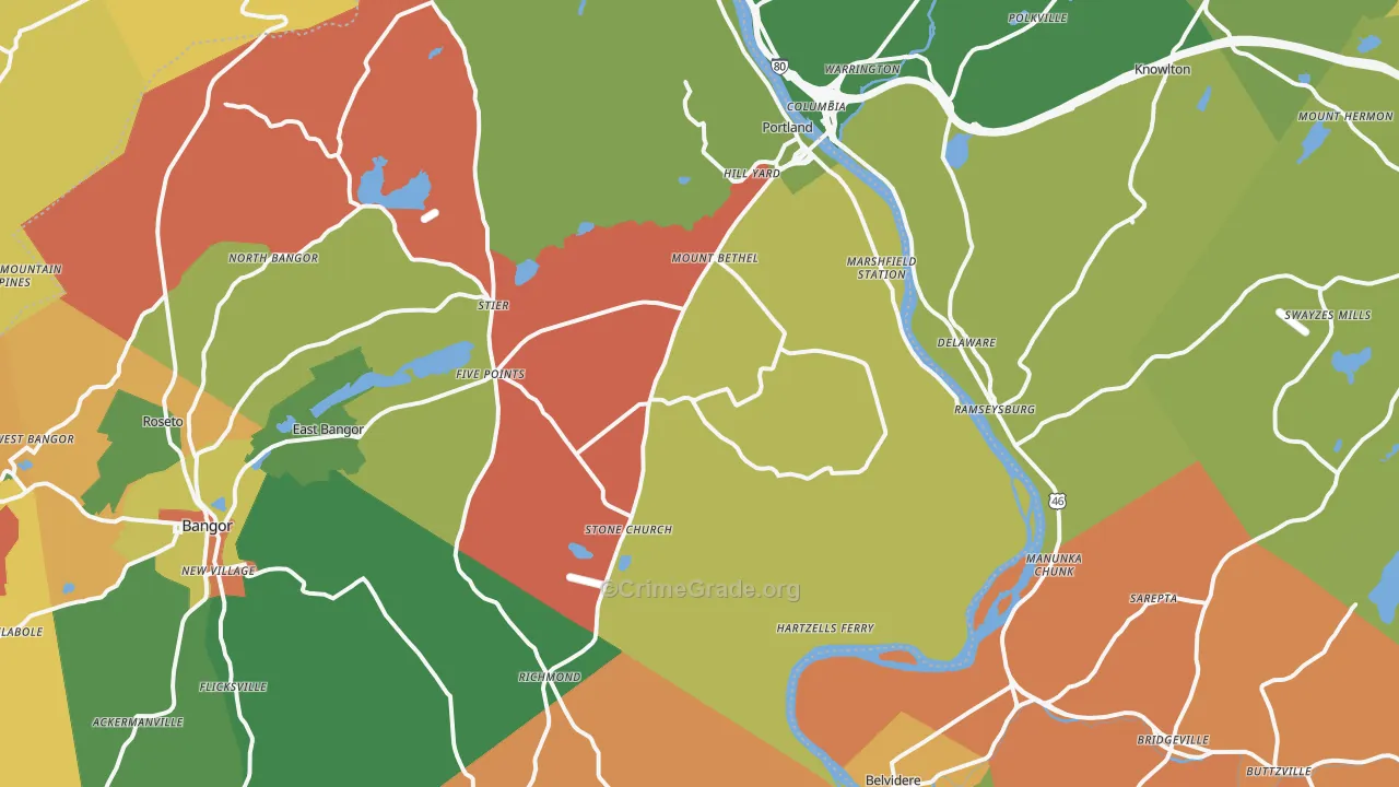 Mount Bethel, PA Map of Arson Rates
