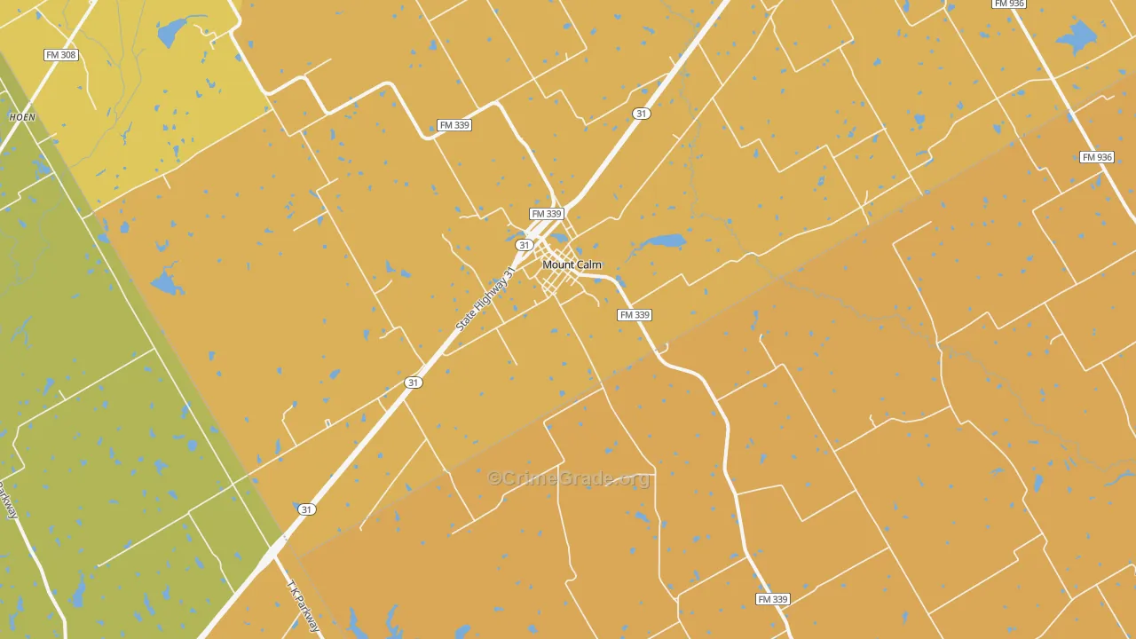 Mount Calm, TX Map of Arson Rates