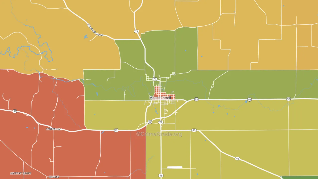 Mount Carroll, IL Map of Arson Rates