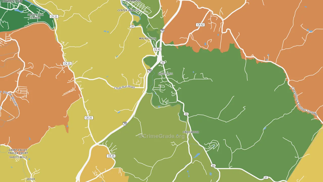 Mount Clare, WV Map of Arson Rates