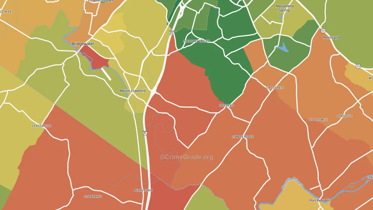 Mount Crawford, VA Map of Arson Rates