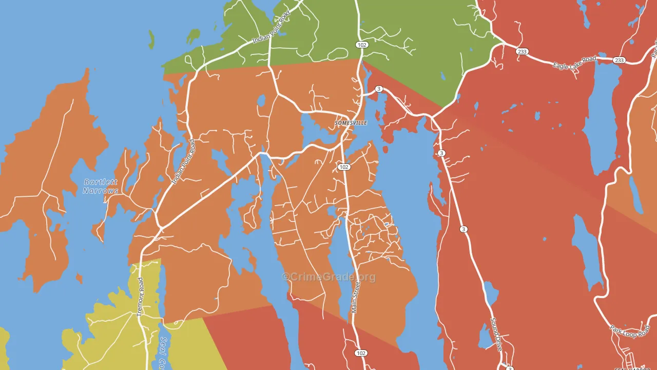 Mount Desert, ME Map of Arson Rates