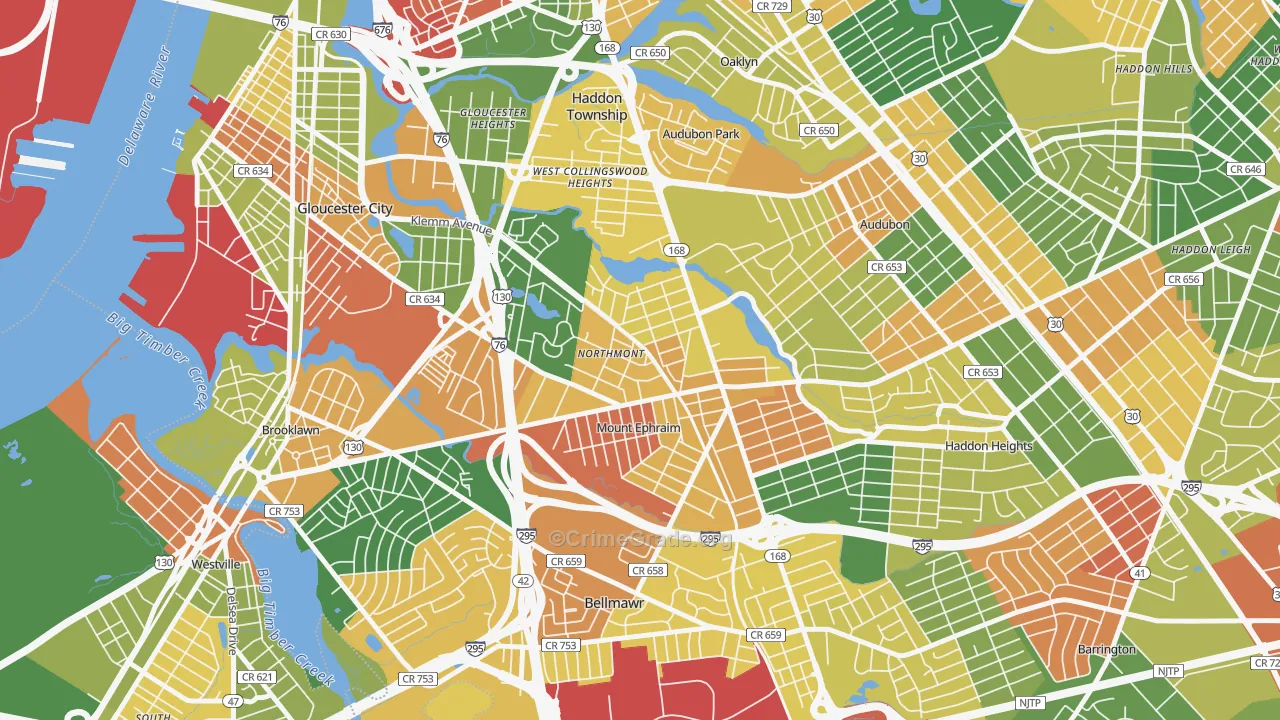 Mount Ephraim, NJ Map of Arson Rates