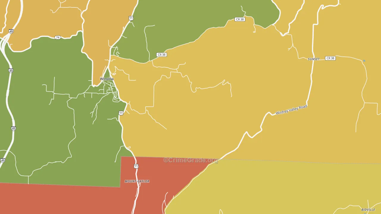 Mount Gaylor, AR Map of Arson Rates