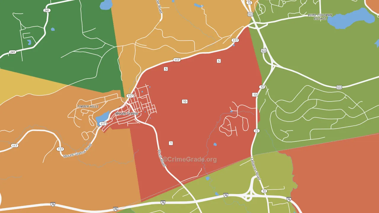 Mount Gretna Heights, PA Map of Arson Rates