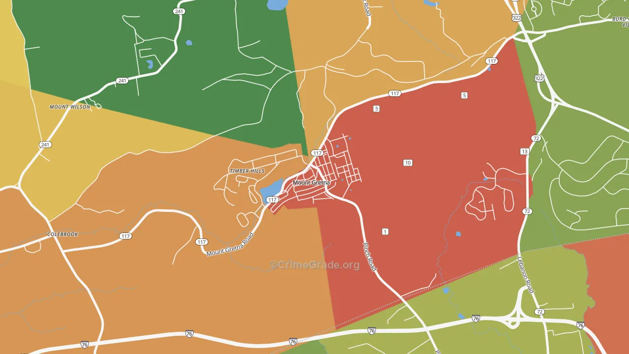 Mount Gretna, PA Map of Arson Rates