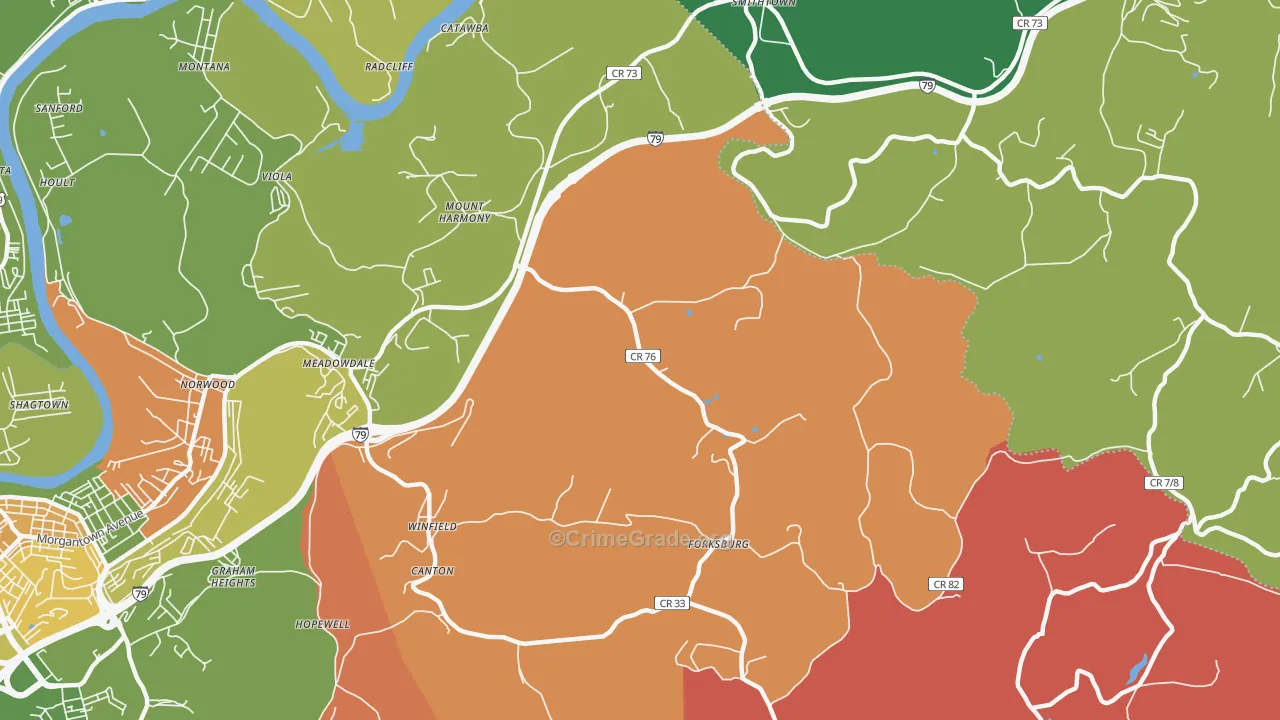 Mount Harmony, WV Map of Arson Rates