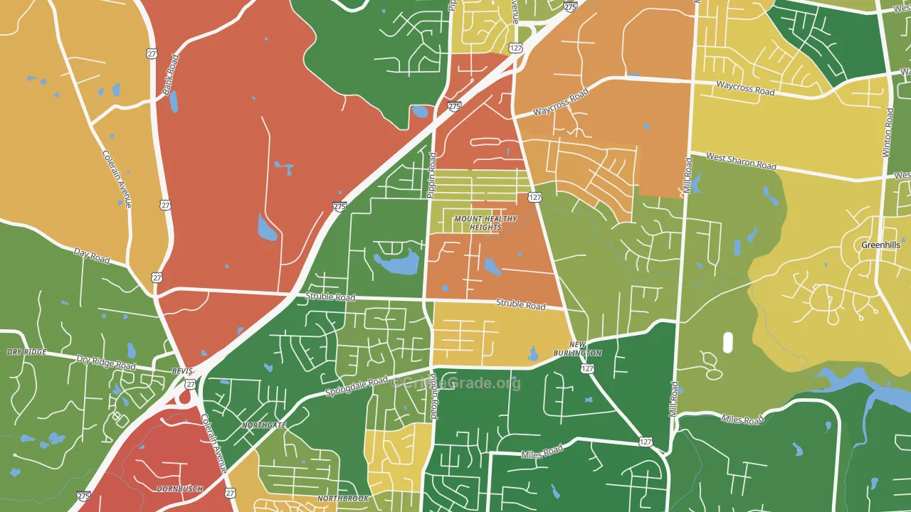 Mount Healthy Heights, Cincinnati, OH Map of Arson Rates