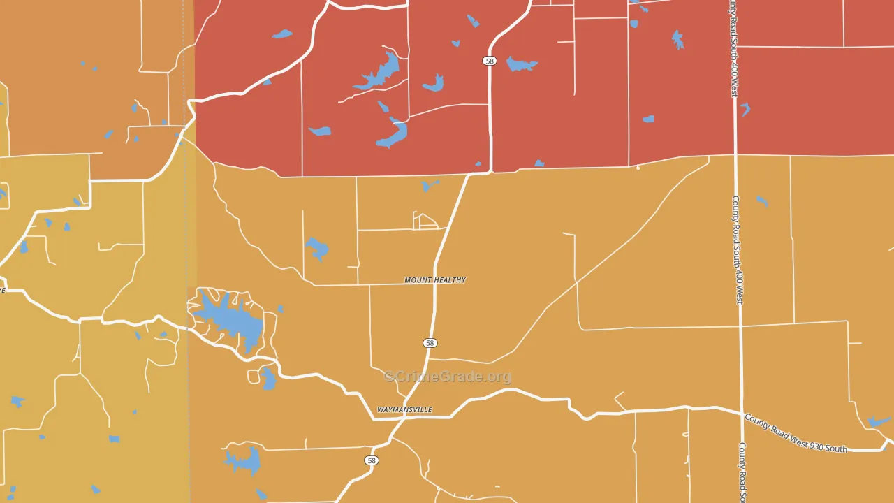 Mount Healthy, IN Map of Arson Rates