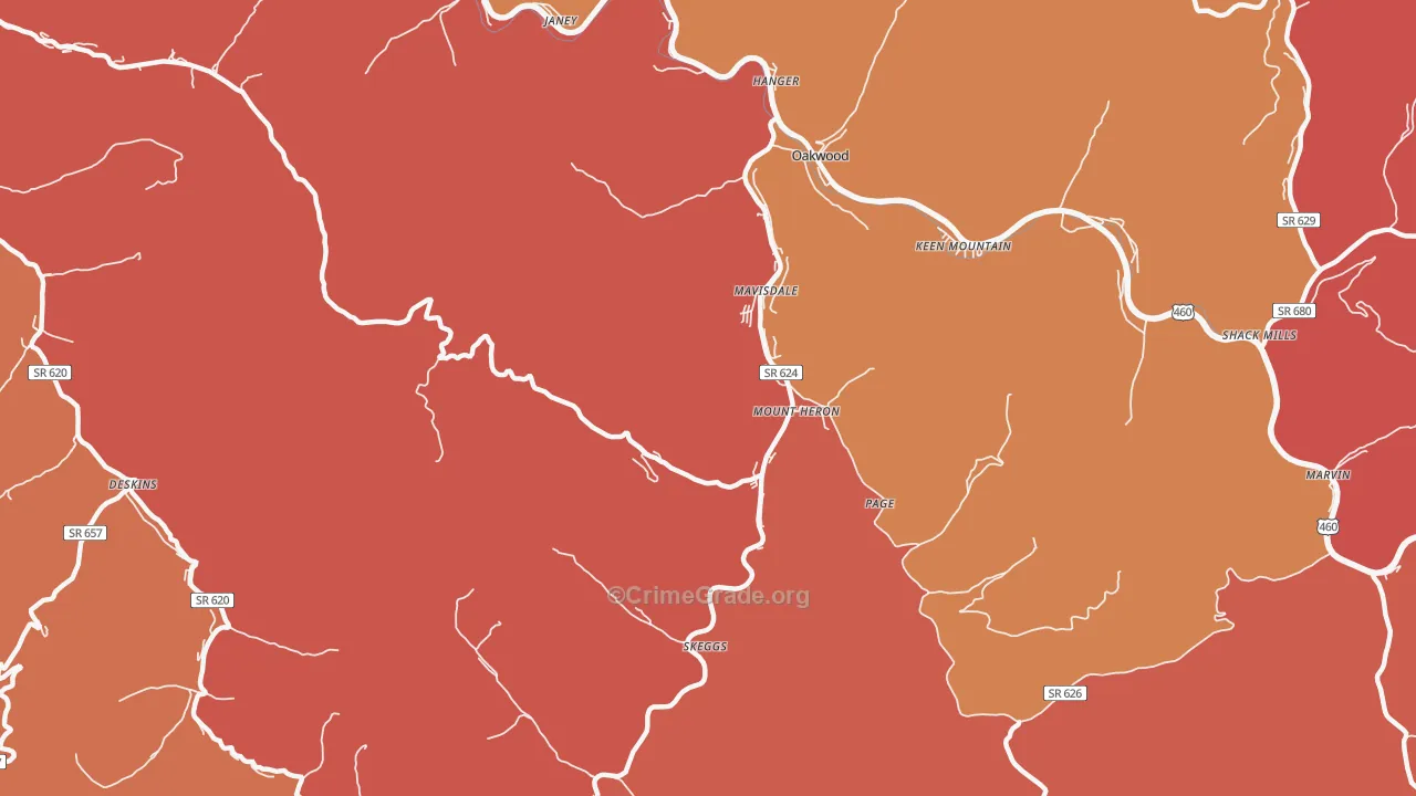 Mount Heron, VA Map of Arson Rates