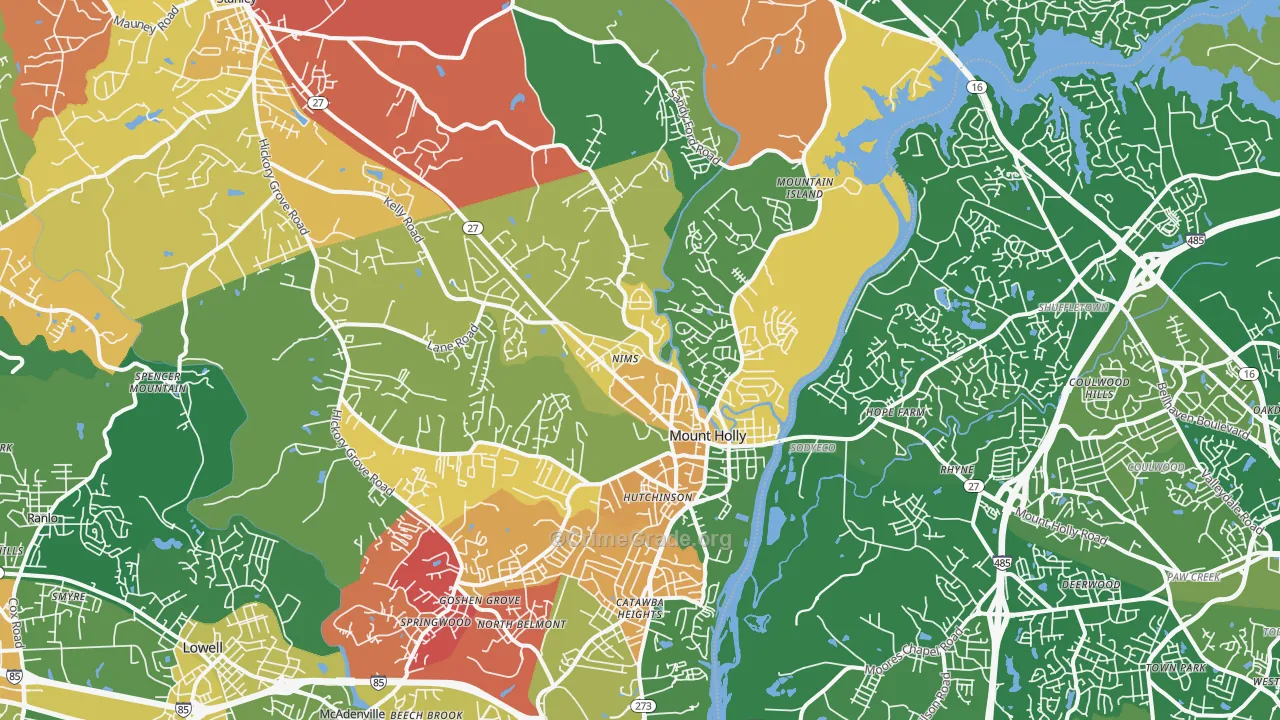 Mount Holly, NC Map of Arson Rates