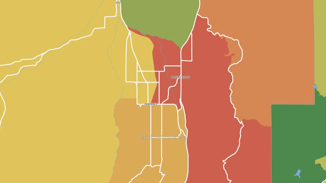 Mount Hood-Parkdale, OR Map of Arson Rates