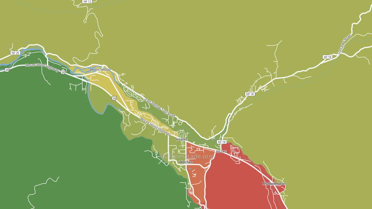 Mount Hood Village, OR Map of Arson Rates