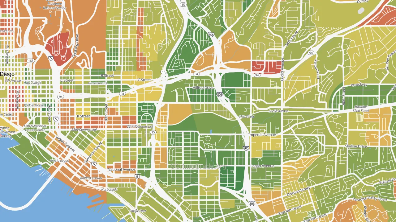 Mount Hope, San Diego, CA Map of Arson Rates