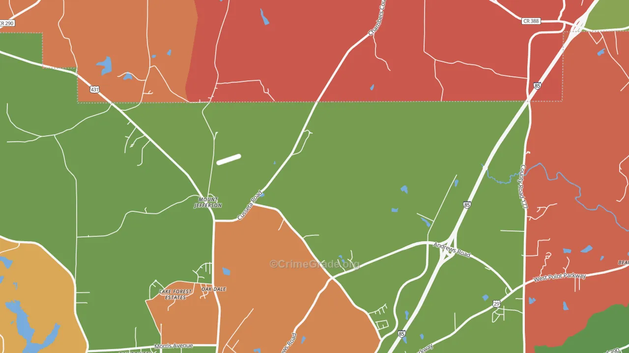 Mount Jefferson, AL Map of Arson Rates