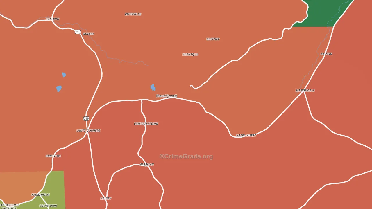 Mount Jewett, PA Map of Arson Rates
