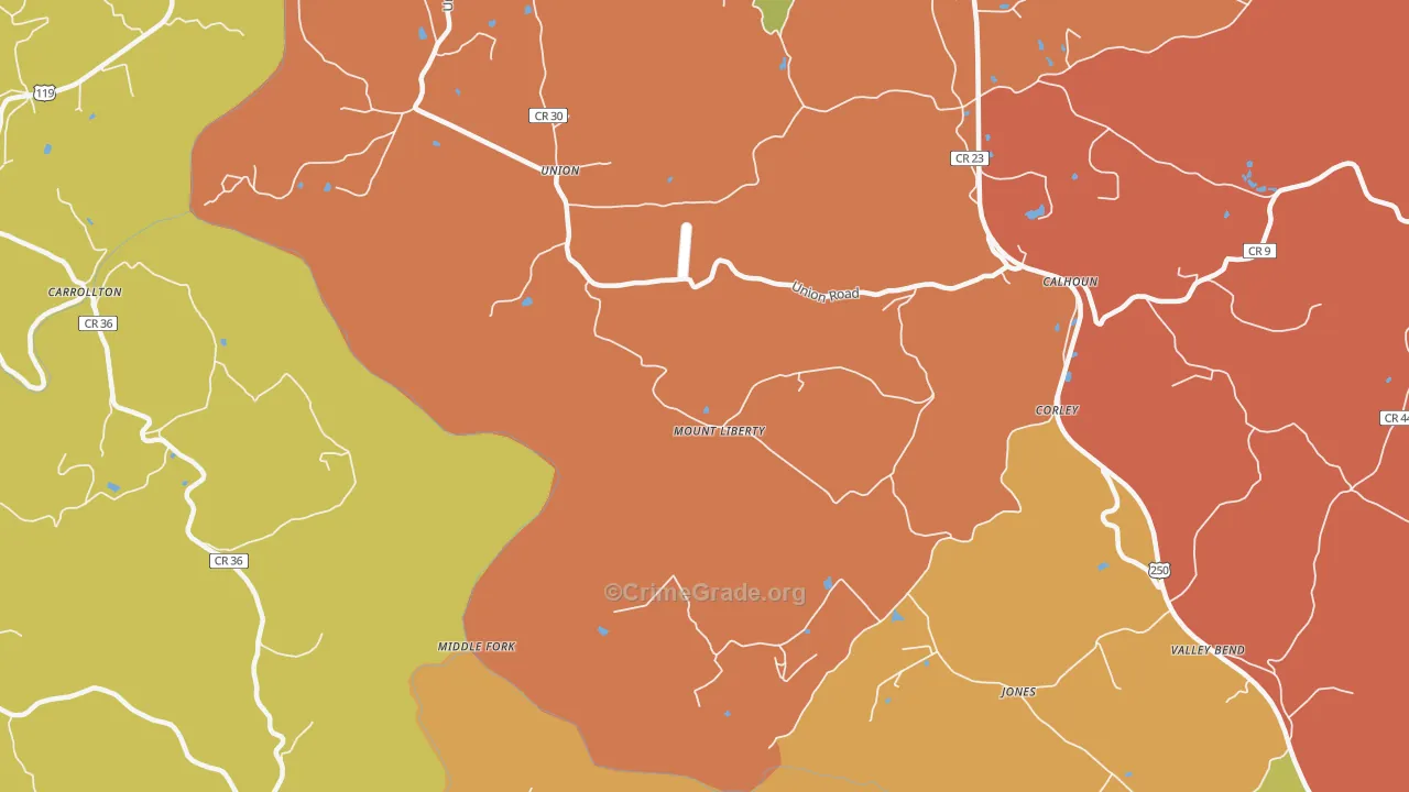 Mount Liberty, WV Map of Arson Rates