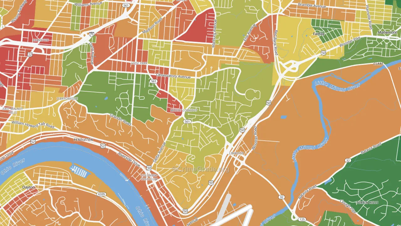 Mount Lookout, Cincinnati, OH Map of Arson Rates