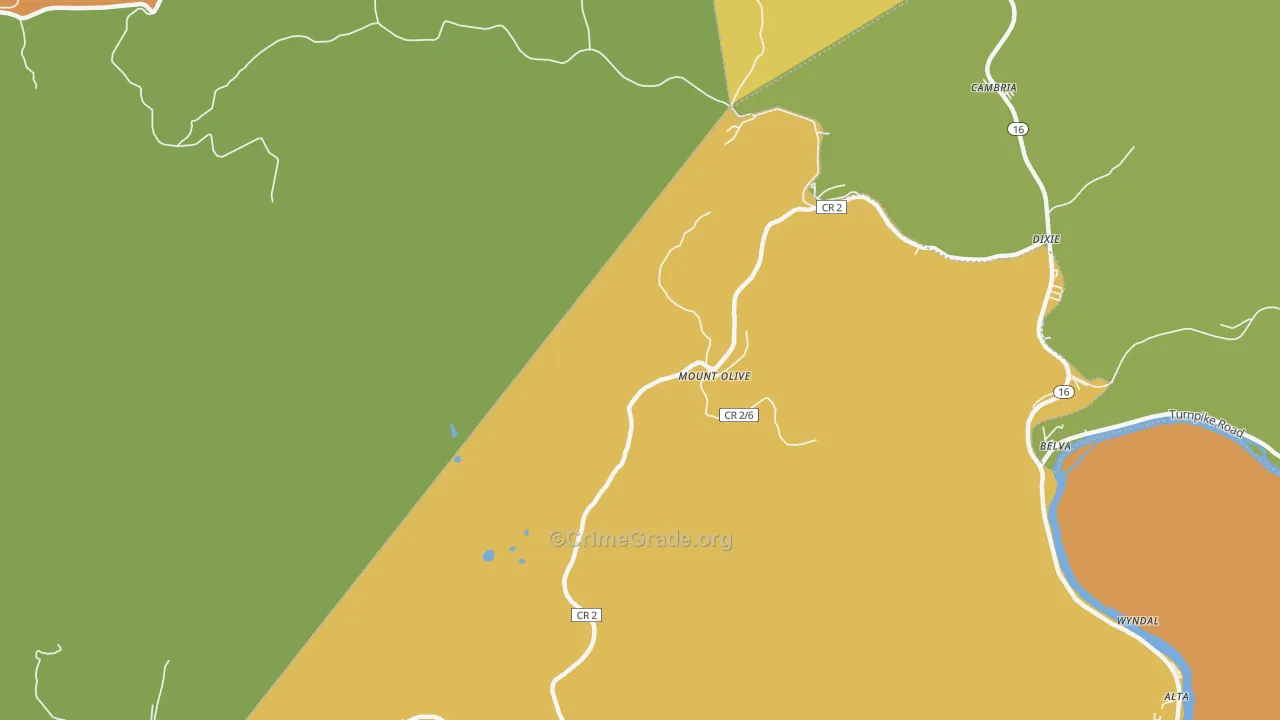 Mount Olive, WV Map of Arson Rates