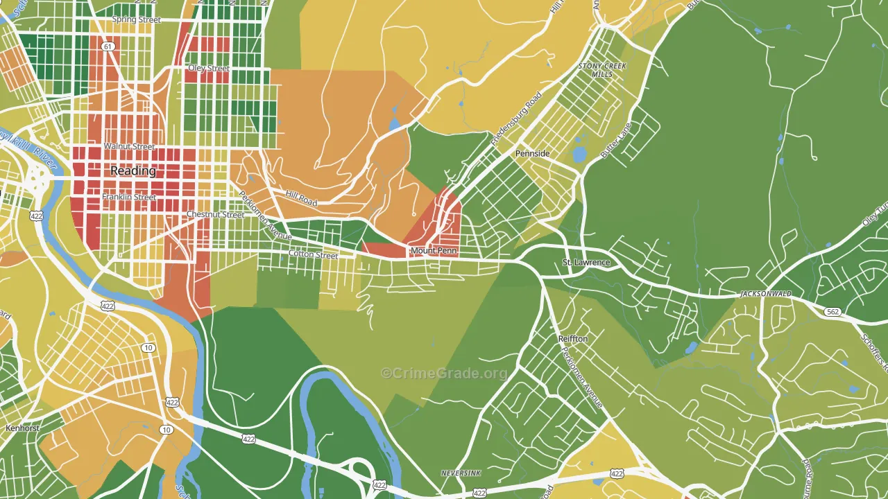 Mount Penn, PA Map of Arson Rates