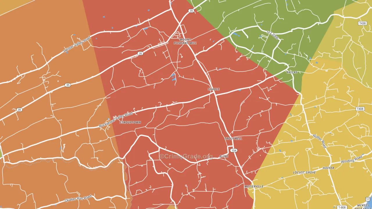 Mount Pleasant Mills, PA Map of Arson Rates