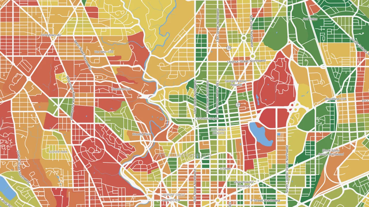 Mount Pleasant, Washington, DC Map of Arson Rates
