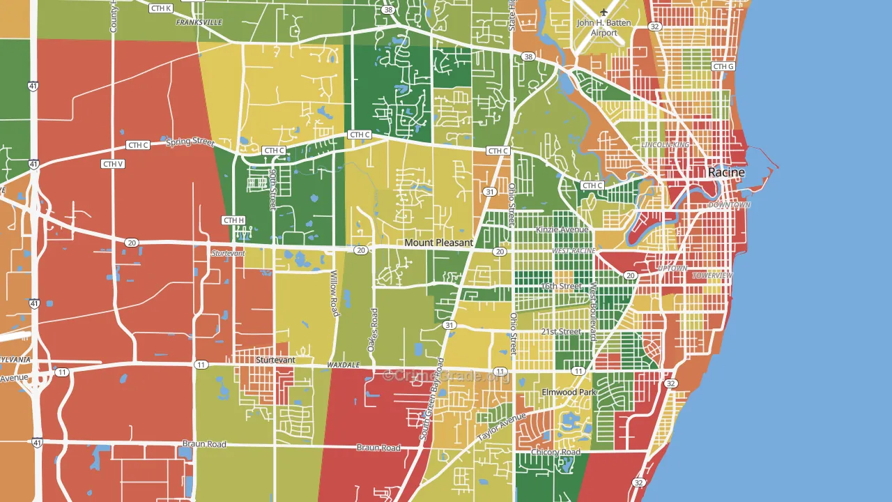 Mount Pleasant, WI Map of Arson Rates