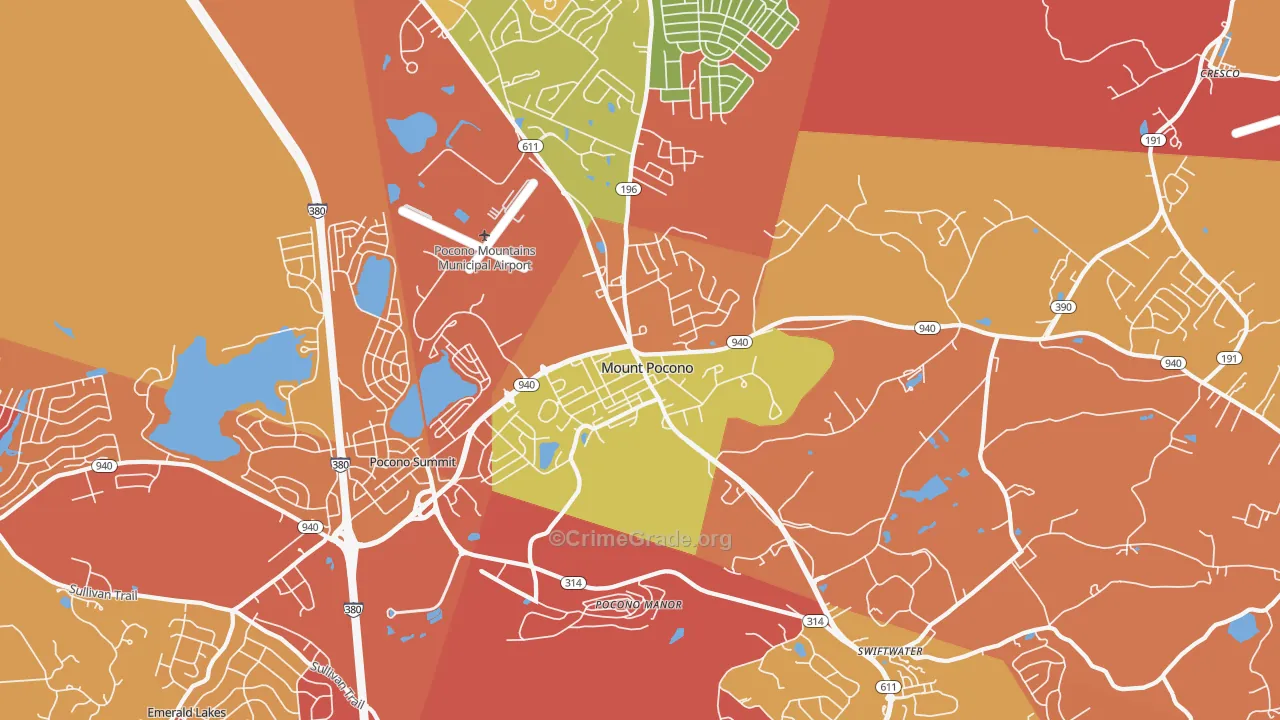 Mount Pocono, PA Map of Arson Rates