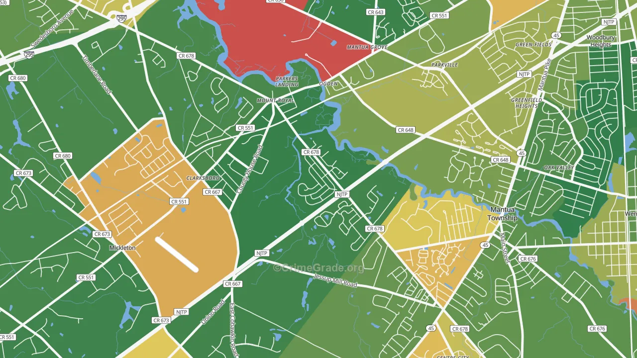 Mount Royal, NJ Map of Arson Rates