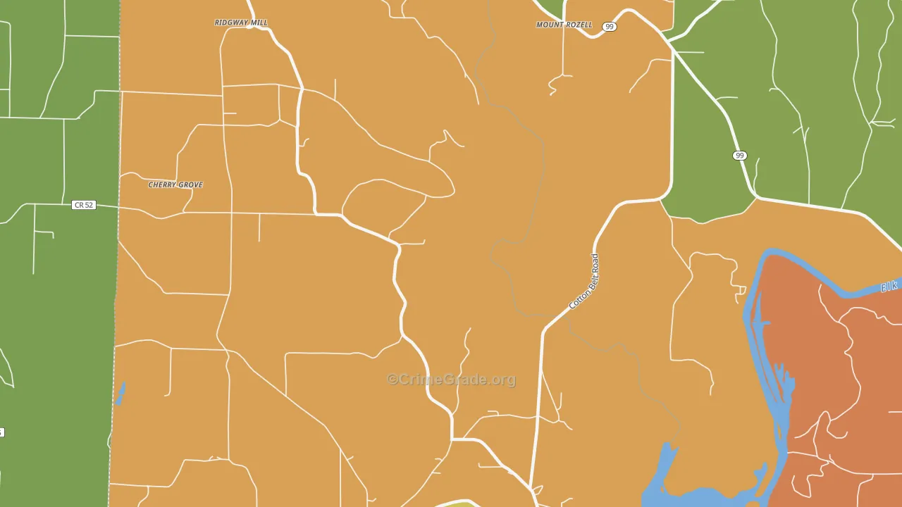 Mount Rozell, AL Map of Arson Rates