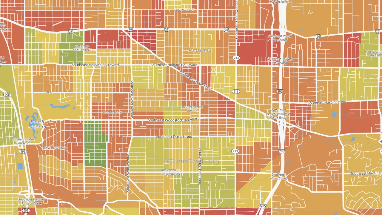 Mount Scott, Portland, OR Map of Arson Rates