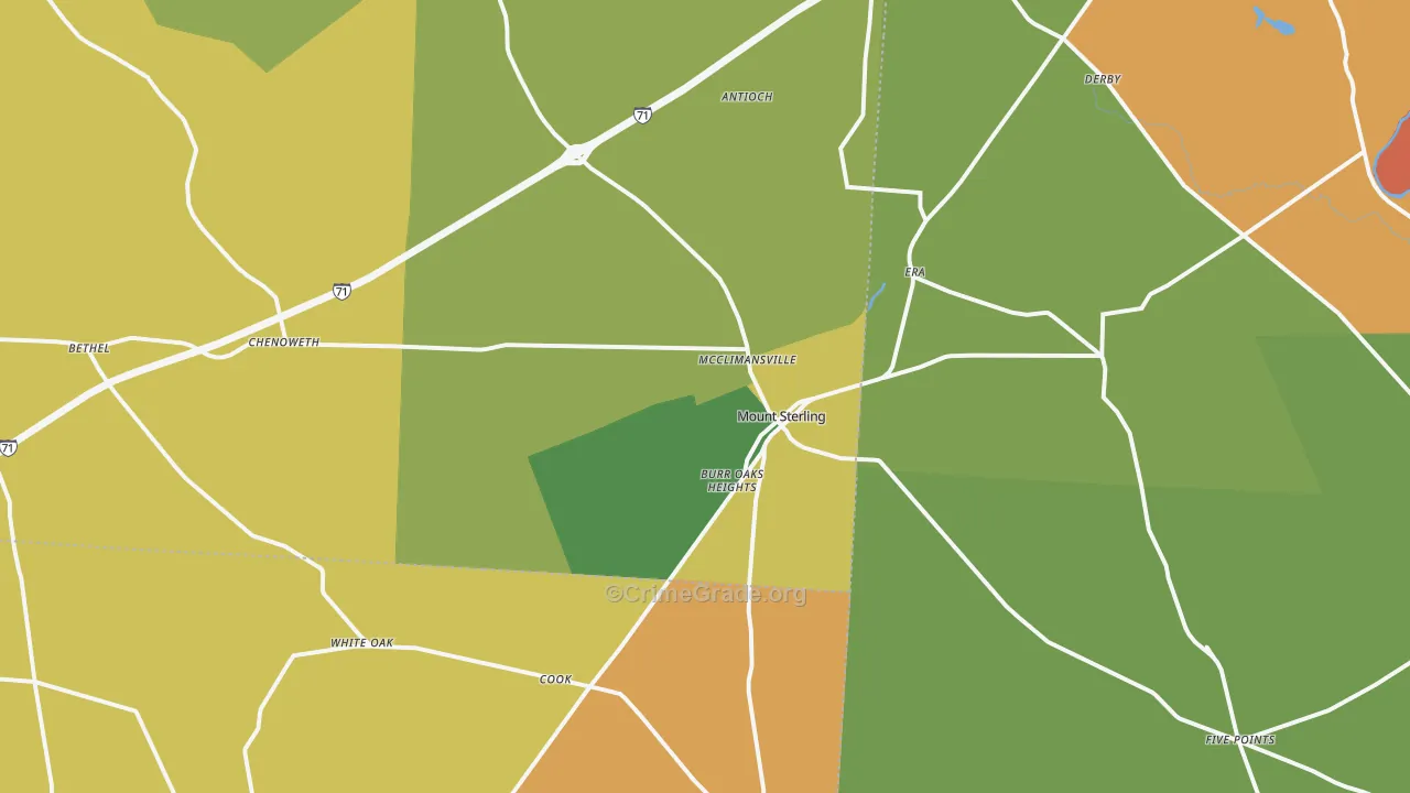 Mount Sterling, OH Map of Arson Rates
