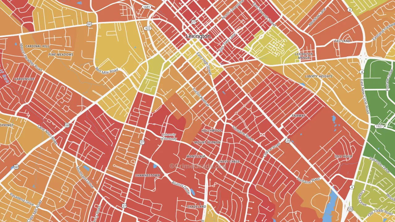 Mount Vernon-Hollywood-Montclair, Lexington, KY Map of Arson Rates